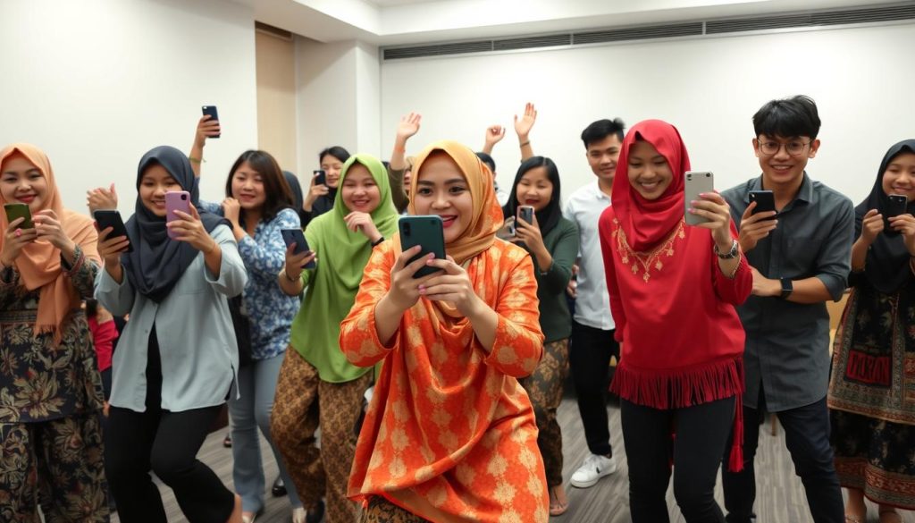 Generasi Z Indonesia berpartisipasi dalam tarian TikTok yang menggabungkan gerakan tradisional dengan modern